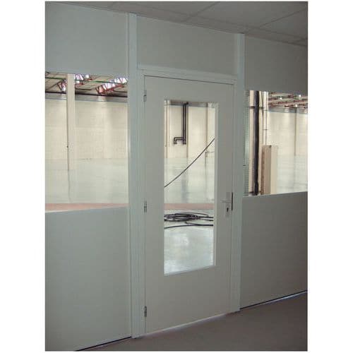 Porte battante pour cloisons d'atelier mélaminé -Panneau semi-vitré - Hauteur 3,03 m