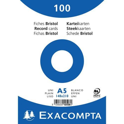 Steekkaart bristol effen niet geperforeerd 148x210mm Exacompta