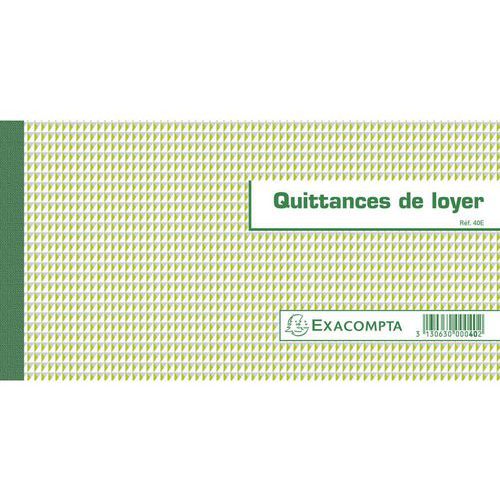 Carnet à souche quittance de loyer 50 feuillets 13x18,5 cm