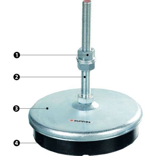 Trillingdemper met spindel voor middelzware belasting - M8 schroefdraad