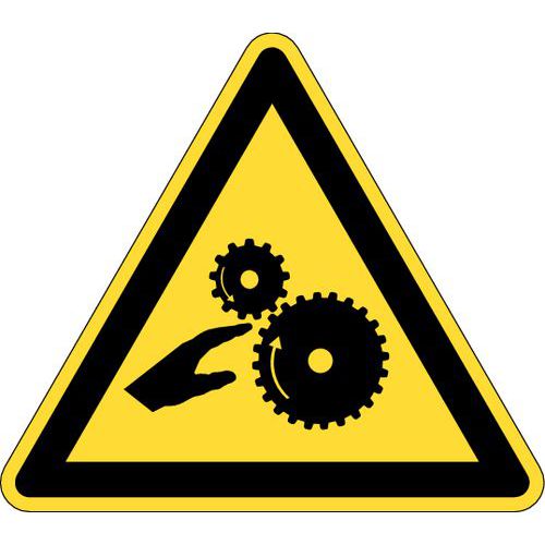 Waarschuwingsbord - Draaiende tandwielen - Zelfklevend