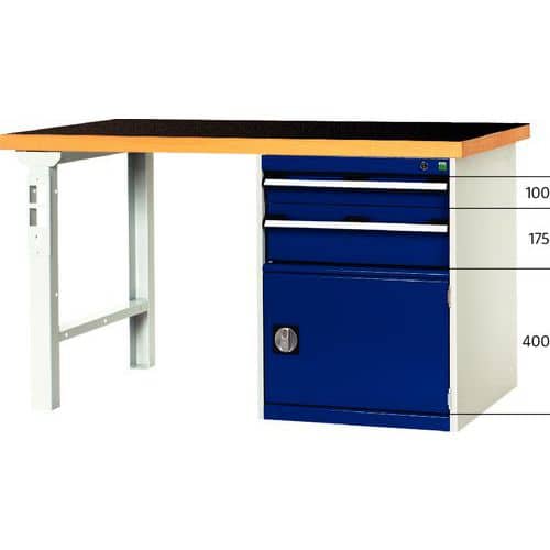 Établi Cubio Combi avec 2 tiroirs + 1 armoire - Largeur 150 cm - Arphénol