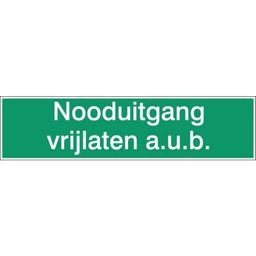 Noodevacuatiebord - Nooduitgang vrijlaten a.u.b. - Zelfklevend