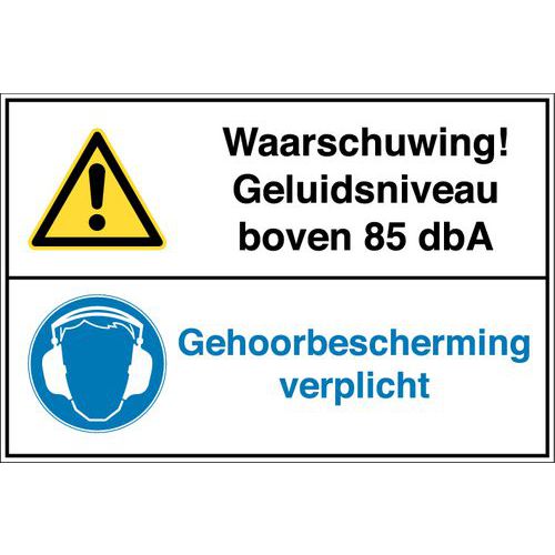 Panneau de danger combiné - Avertissement ! Bruit supérieur à 85 db - Adhésif