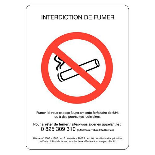 Pictogramme Interdiction de fumer rigide - A4