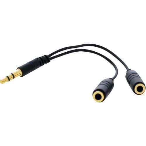 Cable doubleur jack 3.5 mm male vers 2 jack 3.5 mm femelle - TNB