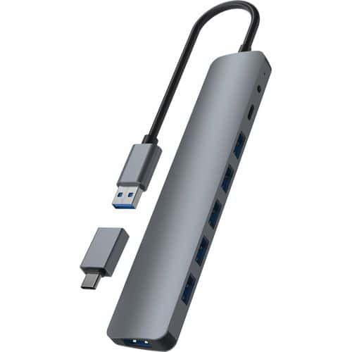 Hub USB-A aluminium naar 7 poorten USB-A 3.0 - T'nB