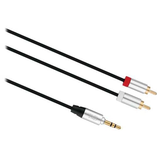 Kabel jack 3,5 mm mannelijk naar 2 RCA mannelijk connector goud - T'nB