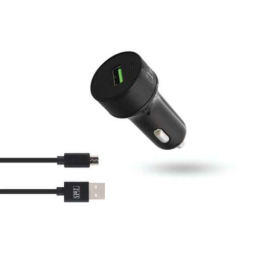 Chargeur allume-cigare charge rapide USB 18W et cable micro USB - TNB