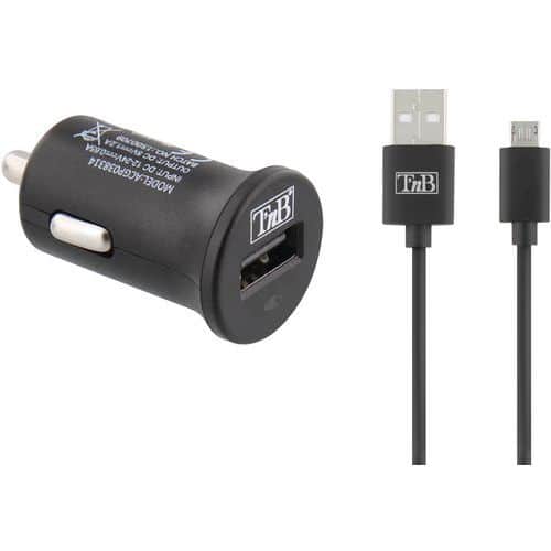 Chargeur allume-cigare USB-A 6W et cable micro USB - TNB