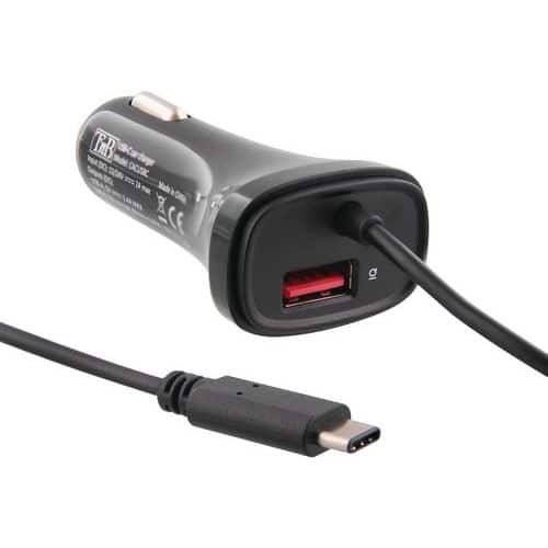 Oplader sigarettenaansteker USB-A 27W en kabel Type-C - T'nB