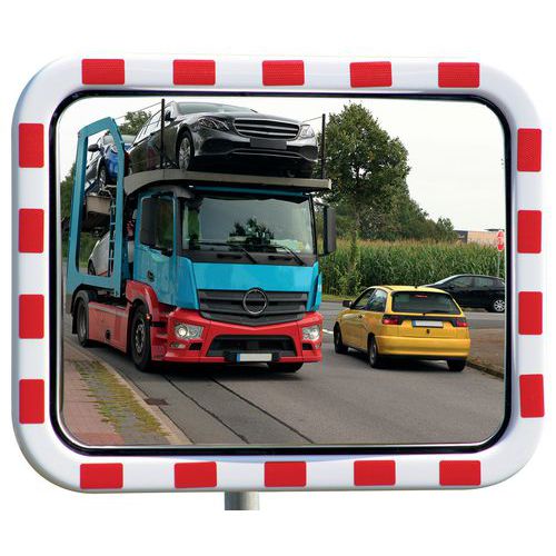 Verkeersspiegel van acryl, rood/wit frame - Dancop