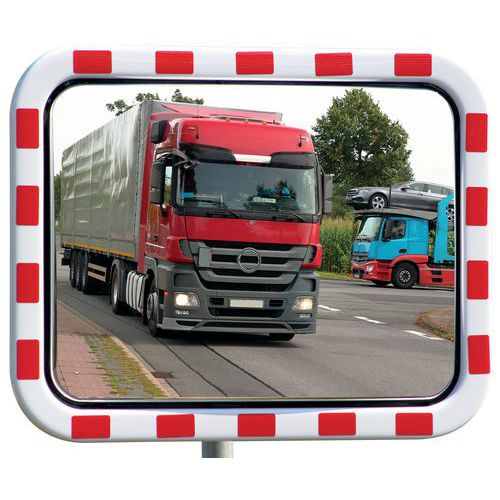 Verkeersspiegel rvs, rood/wit frame - Dancop