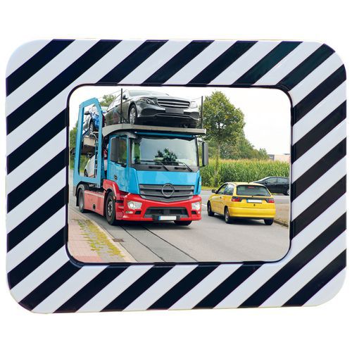 Verkeersspiegel rvs, vorstvrij, zwart/wit frame - Dancop