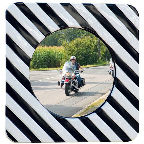 Miroir routier polycarbonate cadre noir/blanc - Dancop