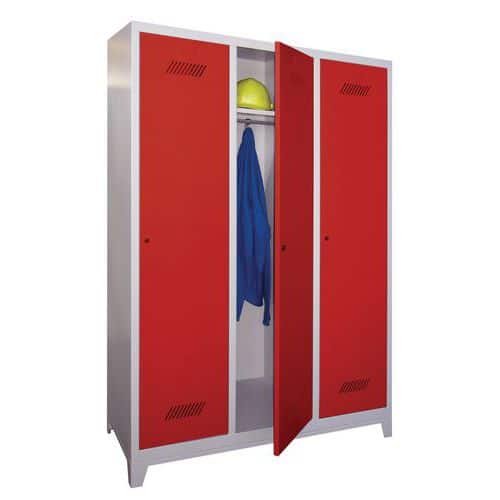 Vestiaire monobloc Medium 400 - Sur pieds - Industrie propre - Serrure à clé - 3 colonnes