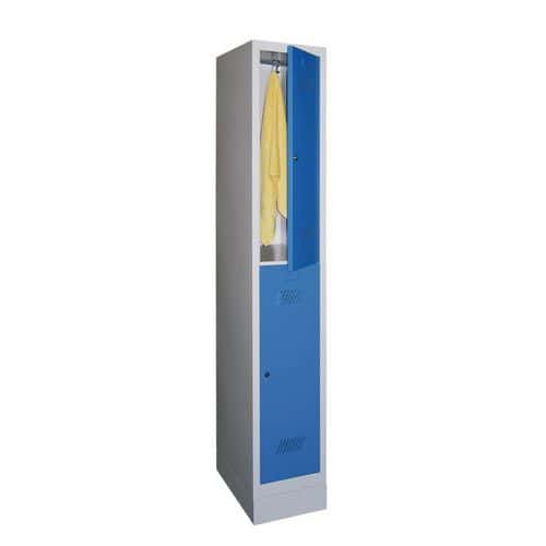 Vestiaire 2 cases penderie Medium - 1 colonne largeur 300 mm - Sur socle