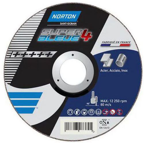 Platte snijschijf Norton Super Bleue 4 - metaal