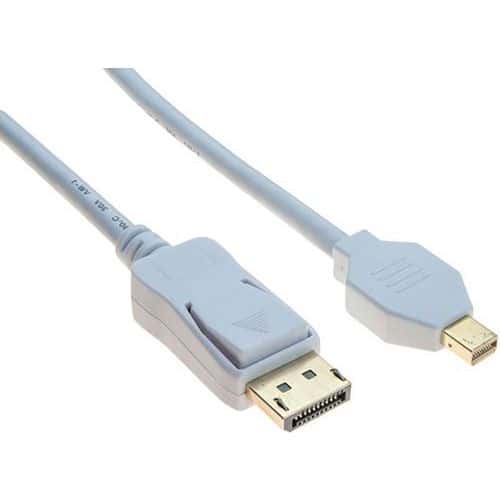 Cordon displayport et mini displayport 1.2 blanc - 1M