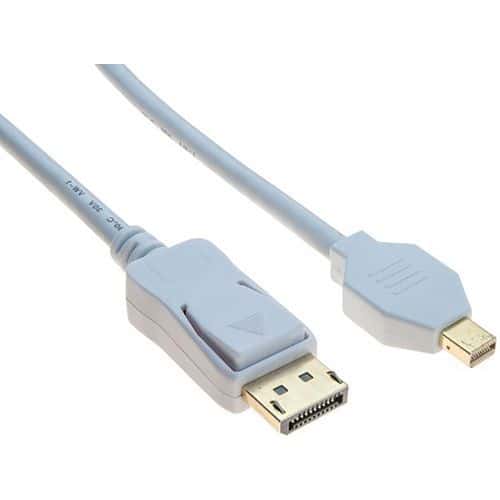 Cordon displayport et mini displayport 1.2 blanc - 2M