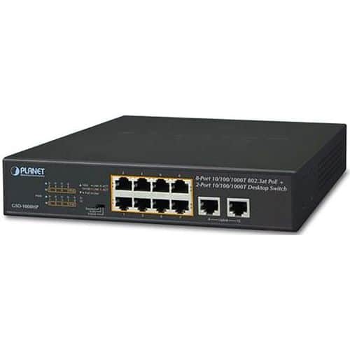 Commutateur Planet GSD-1008HP 10 10P gigabit dont 8 PoE+ 120W