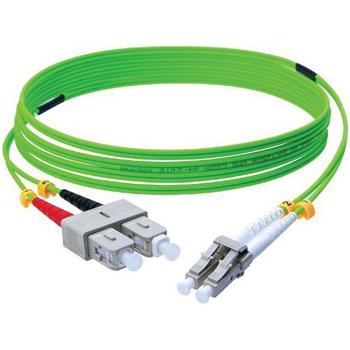 Jarretière duplex 2.0 mm OM5 SC-UPC/LC-UPC vert - 1 m