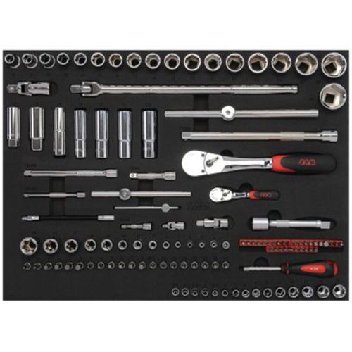 Modulosam foam 1/2 en 1/4 met 45 gereedschappen in mm - SAM Outillage
