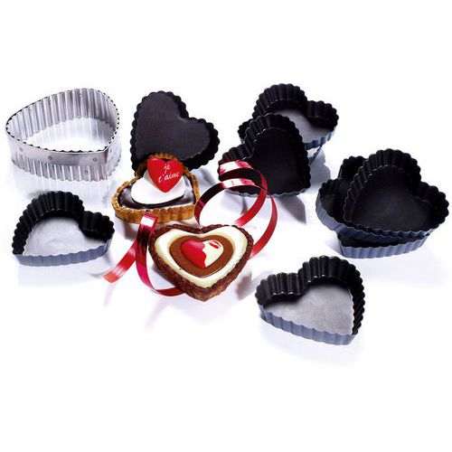 Moule tartelette cannelé en coeur Exopan - Lot de 12 - Matfer