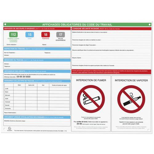 Panneau affichage obligatoire 57x42cm