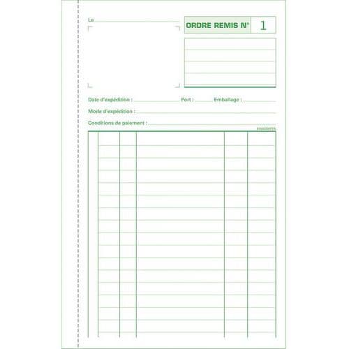 Carnet d'ordres 50 feuillets tripli autocopiants