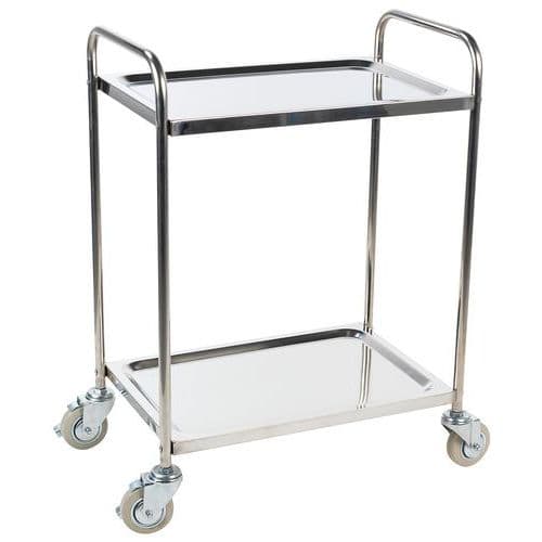 Chariot inox - 2 plateaux - Force 100 kg - Manutan Expert