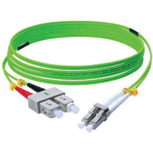 Duplex jumper 2,0 mm OM5 SC-UPC/LC-UPC groen - 3 m