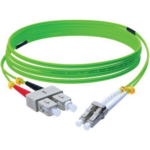 Jarretière duplex 2.0 mm OM5 SC-UPC/LC-UPC vert - 5 m