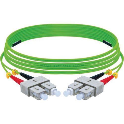 Duplex jumper 2,0 mm OM5 SC-UPC/LC-UPC groen - 3 m