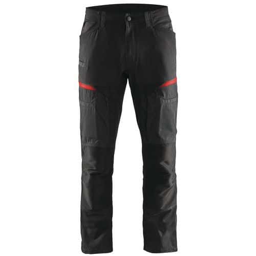 Service werkbroek met stretch 1456 - zwart/rood