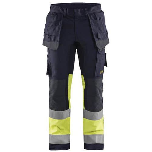 Pantalon multinormes inhérent stretch marine/jaune fluorescent