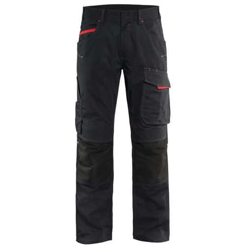 Pantalon services stretch noir/rouge