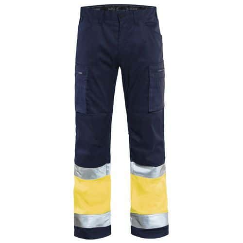 Werkbroek met Stretch High Vis 1551- marineblauw/geel