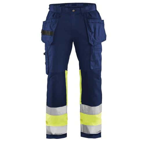 Werkbroek High Vis stretch 1558 - marineblauw/geel