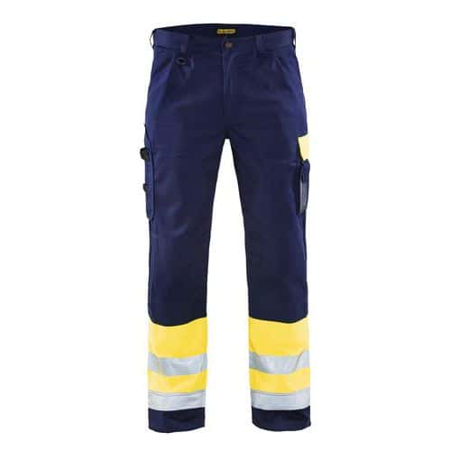 Werkbroek High Vis 1584 - geel/marineblauw