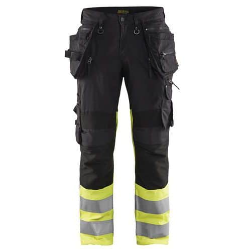 Pantalon x1900 artisan stretch haute visibilité noir/jaune fluorescent