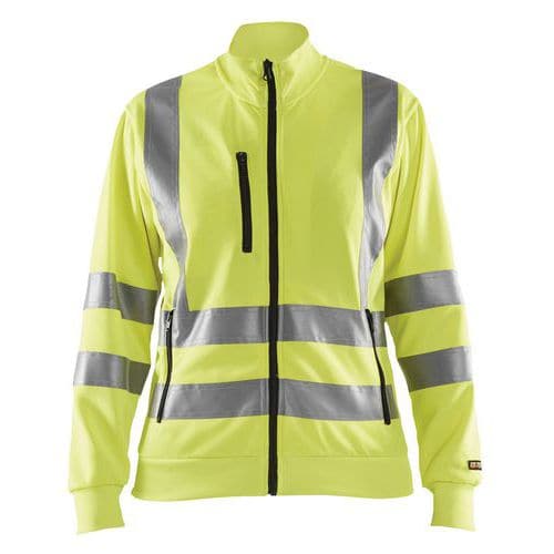 Sweat zippé haute visibilité femme jaune fluorescent