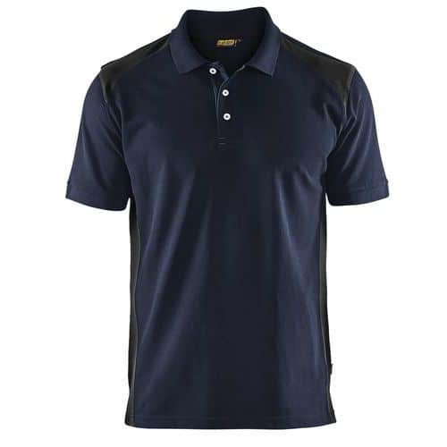 Polo piqué marine foncé et noir