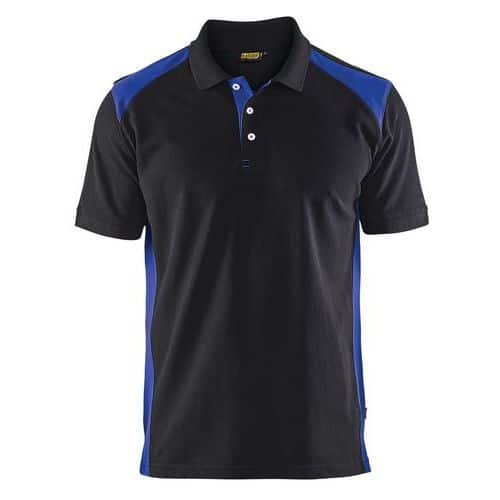 Polo piqué noir/bleu roi