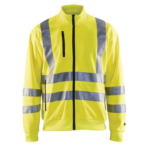 Sweat zippé haute visibilité jaune fluorescent