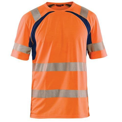 T-Shirt High Vis UV 3397 - marineblauw/fluo oranje