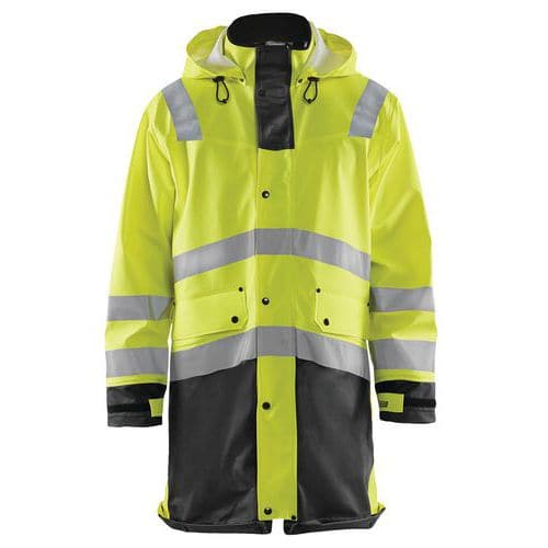 Veste de pluie HV niveau 3 jaune fluo/noir, fermeture robuste