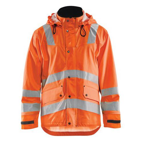 Veste de pluie haute visibilité niveau 3 orange fluorescent