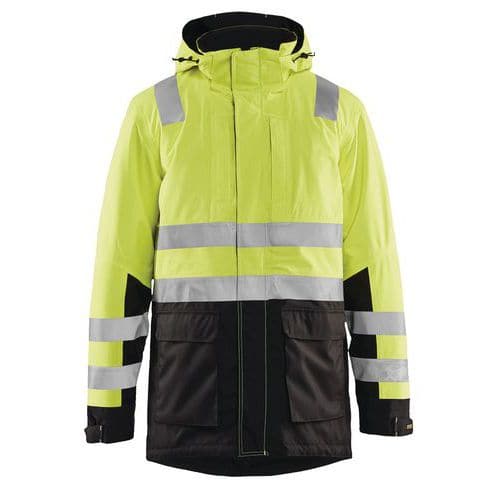 Parka haute visibilité jaune fluorescent/noir