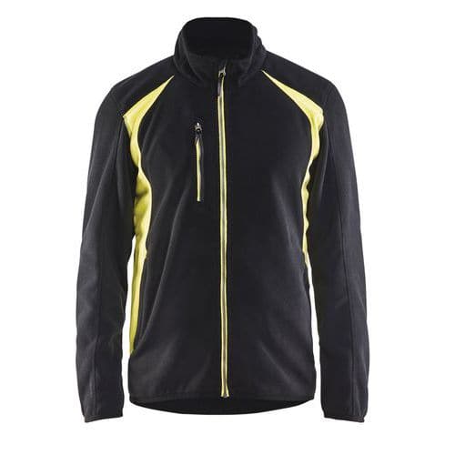 Veste micropolaire noir/jaune fluorescent